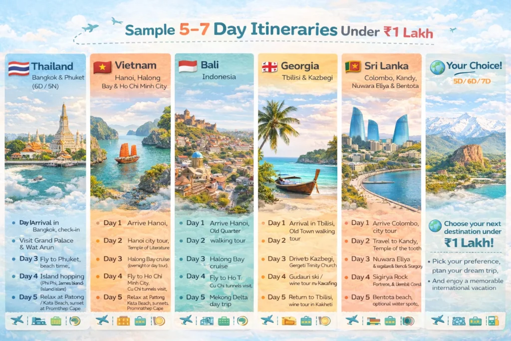 International trips cost from india under ₹1 lakh - 2026 mega budget guide 12 5–7 Day Itineraries for International Destionation Under ₹1 Lakh