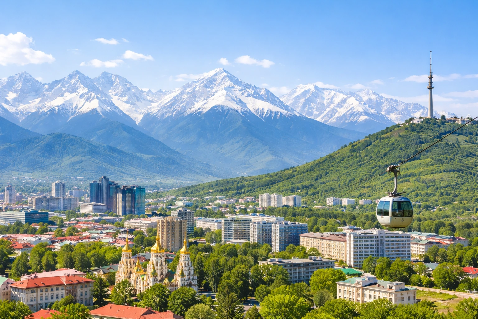 Almaty in winter: a practical city and mountain holiday guide 1 Illustrative view of Almaty, its city buildings and surrounding mountains