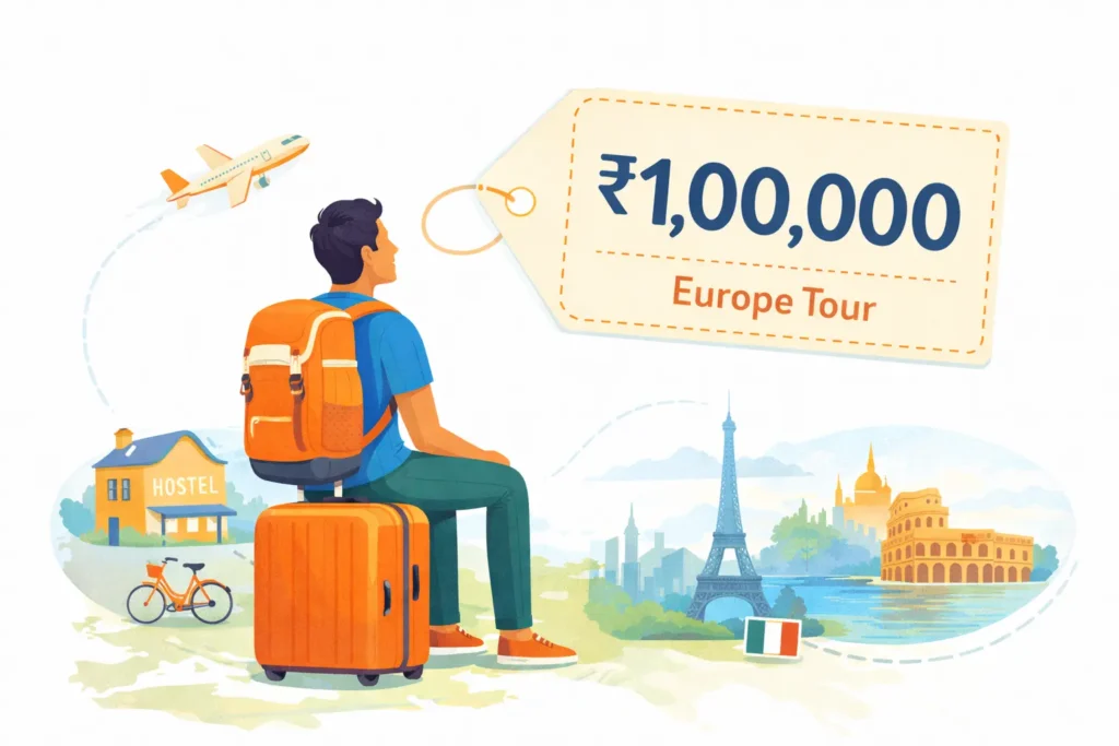 Indian budget traveller planning a Europe trip under 1 lakh rupees