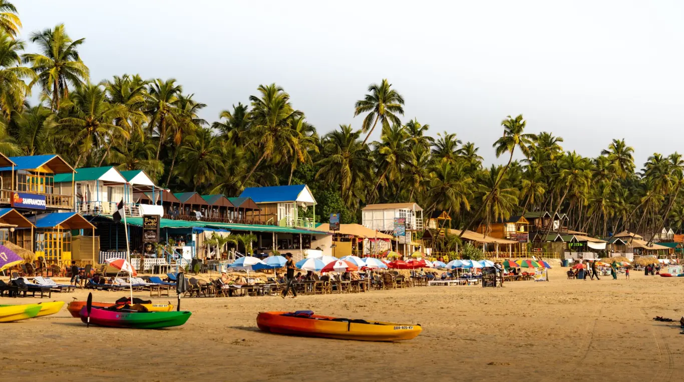 Goa vs andaman for honeymoon: which beach trip fits your style? 1 Palolem’s shoreline and beach-area buildings in Goa